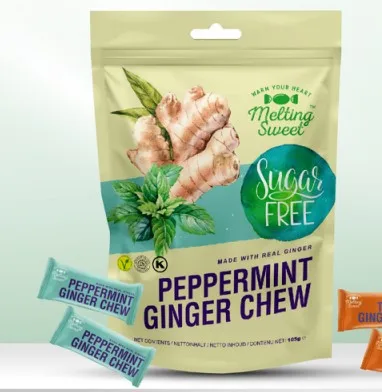 Melting Sweet Sugar Free Peppermint Ginger Chew  105g Indonesia Ginger Candy Soft Candies