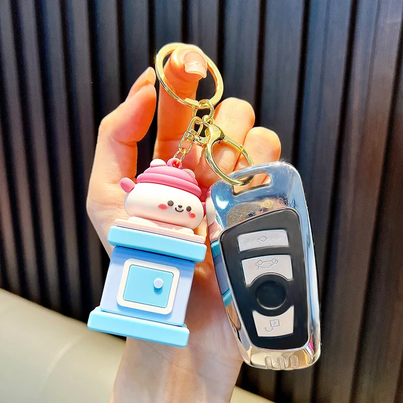 Creative retractable snowman keytag puppy drawstring backpack pendant car keyfob doll machine small gift wholesale keyholder