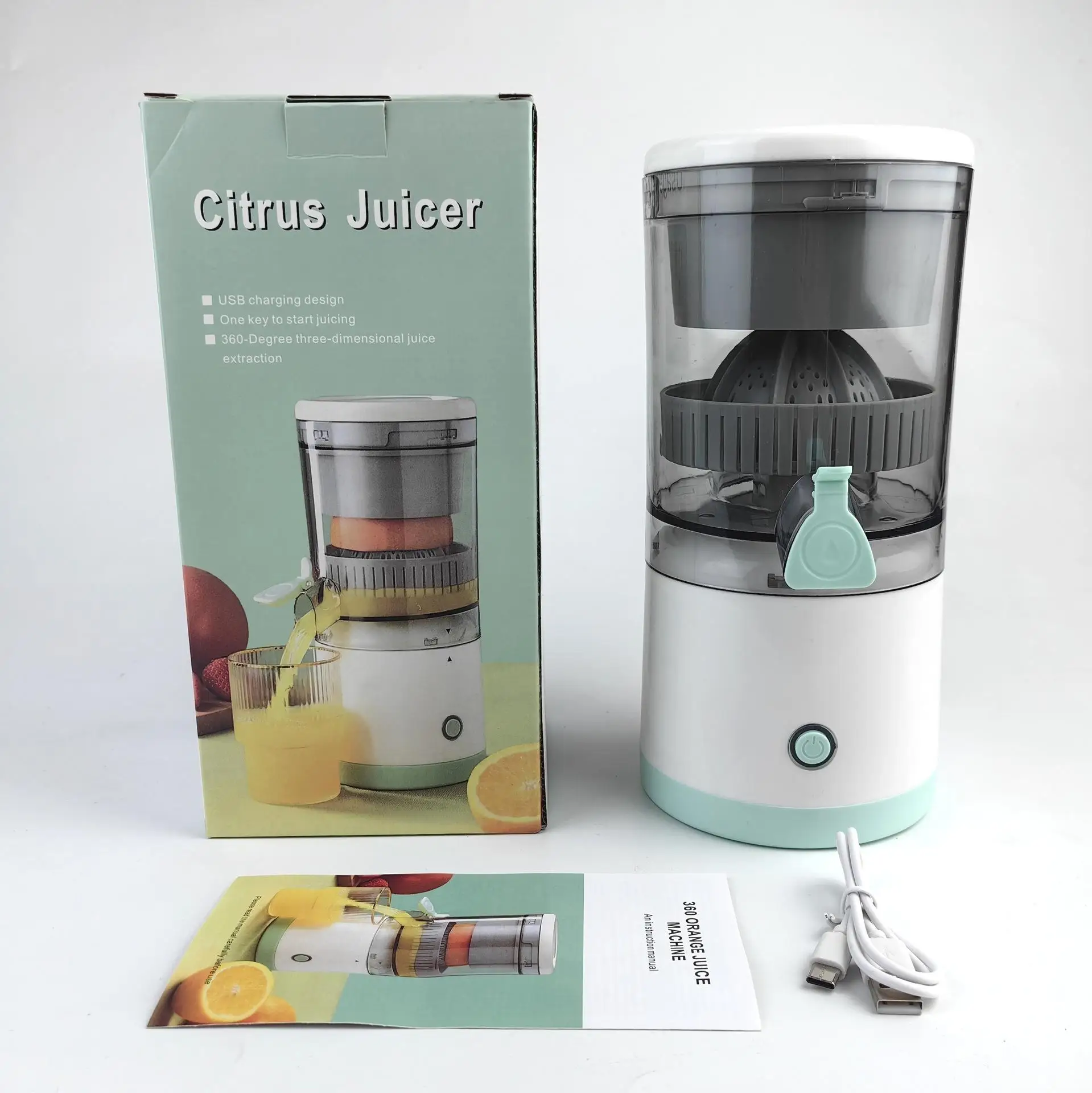 Portable Rechargeable juices Automatic Mixing Juicer Low Noise Small Home Juice Machine with USB Power Source