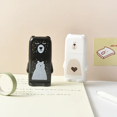 Correction tape black and white bear  tape pet transparent film  source correction tape wholesale