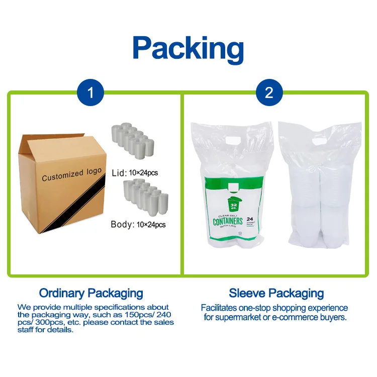 Wholesale 900ML 32OZ Clear Round Disposable Plastic PP Food Storage Soup Deli Container