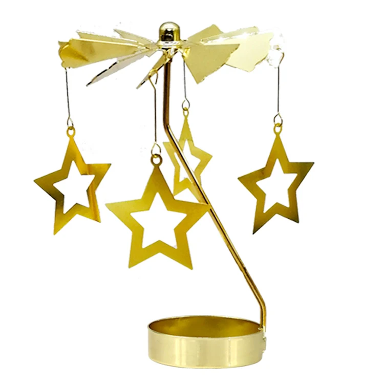 Gold Weddings Crystal Tealight Spinning Candle Carousel Metal Candle Stick Holders