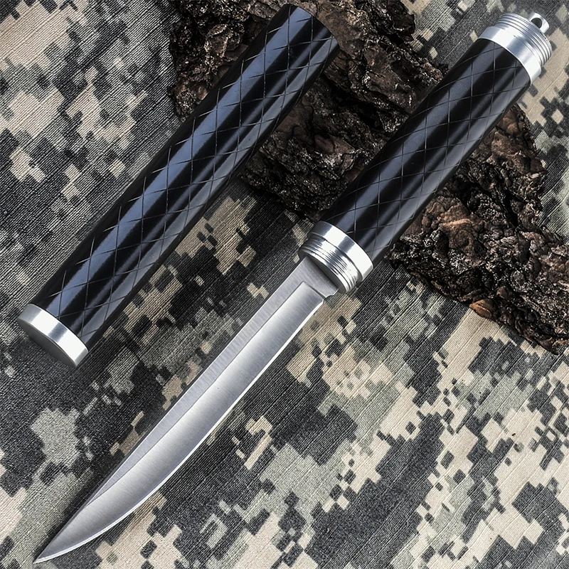 Outdoor New Advanced Fashion Straight Knife Portable Straight Knife Black Handle Knife