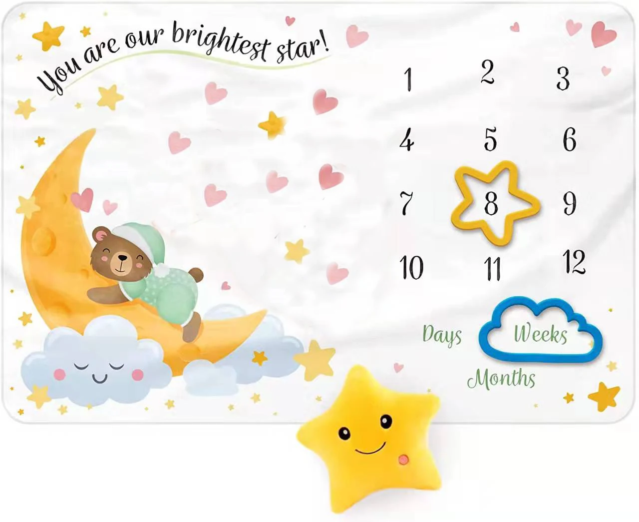 monthly milestone blanket for baby  Large photo background blanket for babies boys and girls  blanket comforter for newborn