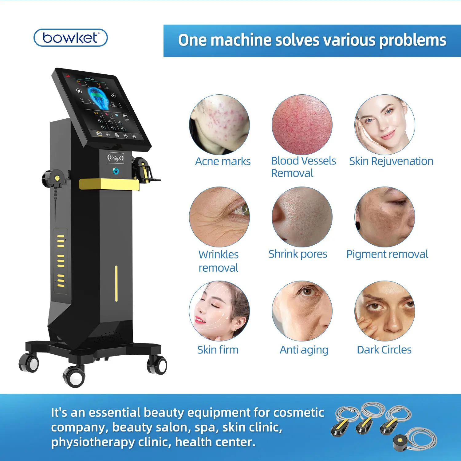 Bowket Rf Facial Anti Aging Care Machine Spa Equipment Emsrf Facial Lifting Wrinkles Remover Beauty Device