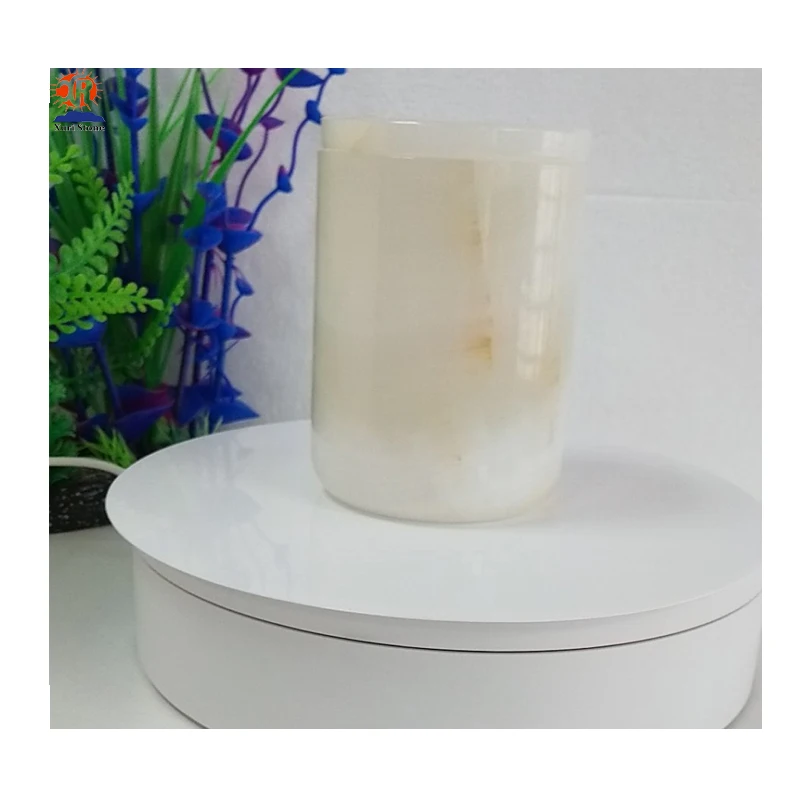 candle jars with lid White onyx Candle holders/candle jar with white onyx lid on sale