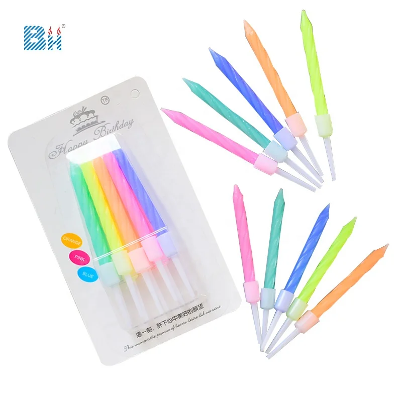 Wholesale  Manufacturer Unique Colorful Spiral Birthday Candle Cake Happy NEW    candle for Party