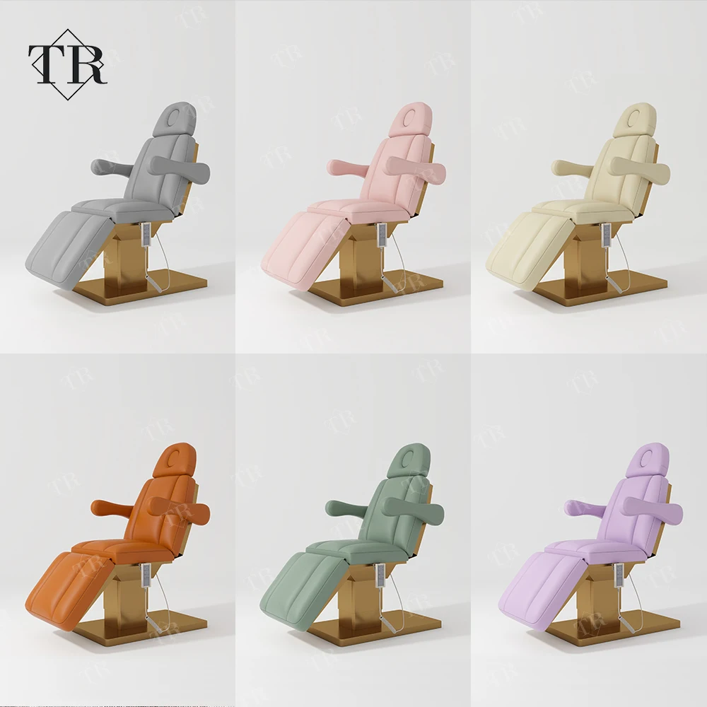 Customizable Fashionable Intelligent Folding Lifting Purple Electrical Cosmetic Facial Spa Beauty Salon Extension Chair Bed