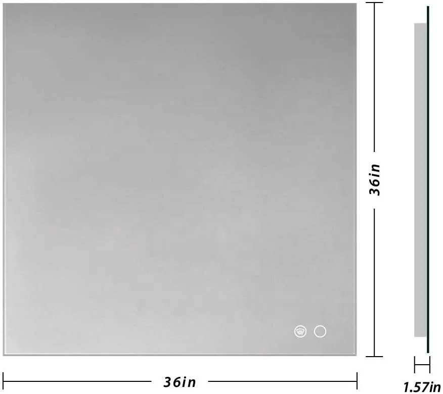 Guzex 36x36 дюймов светодиодная подсветка квадратное зеркало для макияжа ванной комнаты противотуманное настенное большое с регулируемой