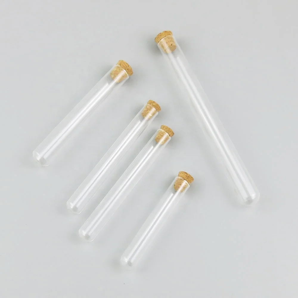 Wholesale  Clear Glass  Bottle  with Corks tubos de ensayo de vidrio Empty for Tea Gift Bottle test tube with lid