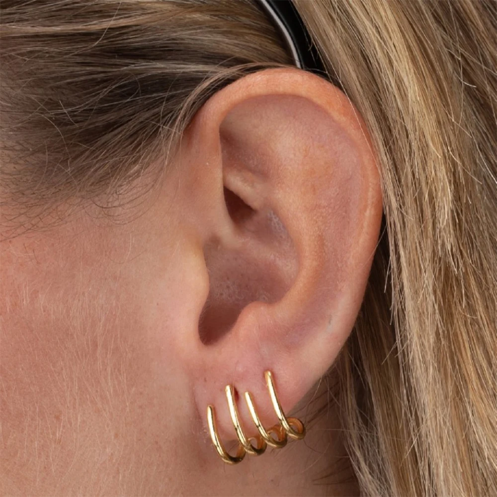 Wholesale Fine Jewelry Earrings S925 Sterling Silver Twisted Rod Earrings with Flour-Claw 18K Gold Plating Line Earrings