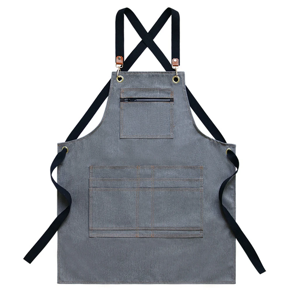 Thick Waterproof Leather Carving Pocket Wax Canvas Custom Logo Work Bar Beer Brand Apron