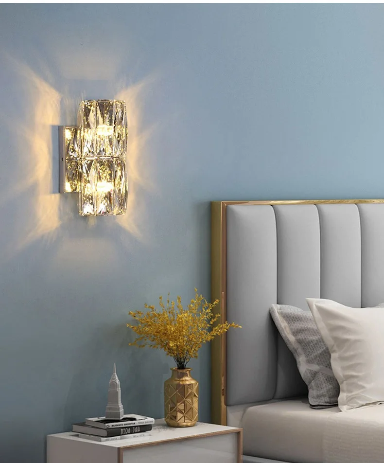 Luxury Bedside Decoration Lighting Wall Lamp Living Room Bedroom Bedside Lamp Villa Hotel Crystal Wall Light