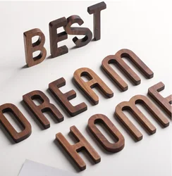 ins Nordic style solid walnut monogram wall decoration DIY letter home decoration wooden shooting props