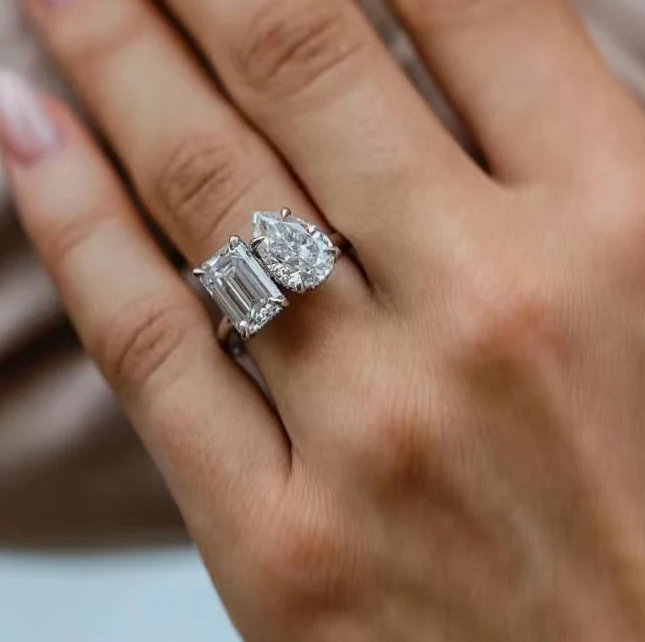 Toi et Moi engagement Ring with Lab-grown Diamonds Custom 14K 18K Gold GIA/IGI Certificated Wedding Band lab CVD diamond