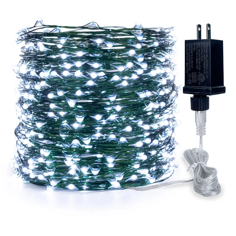 Green Copper Wire Christmas Decorative String Lights with 8 Colors Control
