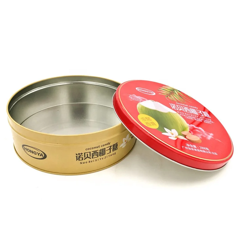 Традиционная круглая Кокосовая конфета, металлическая жестяная коробка