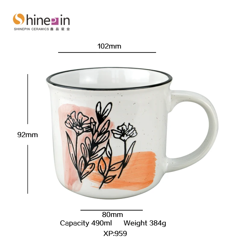 Factory Wholesale Animals Homeware Hand Painting Sublimation While Coffee Cups Tableware set Dinnerware Mugs