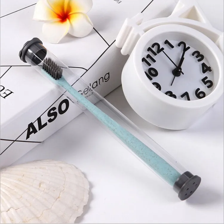 New Wheat Tube Package Starch Bamboo Charcoal Eco Friendly Fine Soft Bristles Small Head Toothbrush for home adult travel