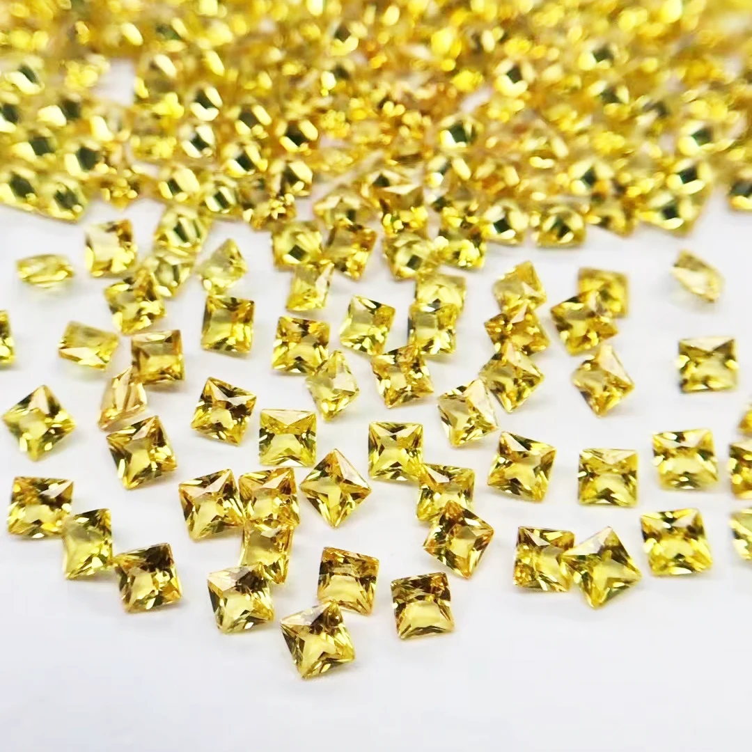 Square Princess 1.5mm ~ 3.0mm Good Quality colored loose natural gemstones price china supplier   Natural Yellow Sapphire