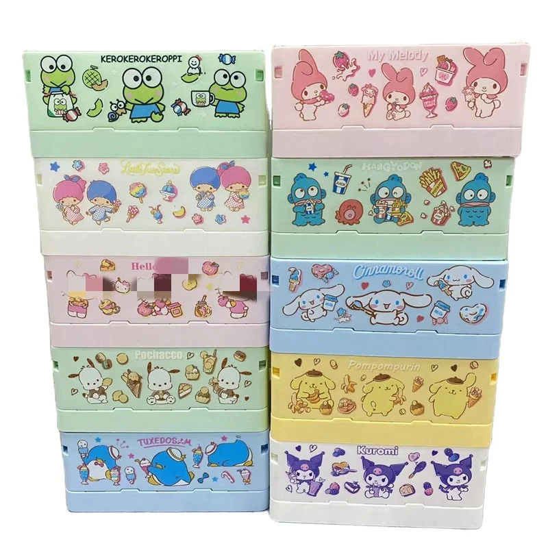 New Arrival Melody Kuromi Folding Small Storage Box Cartoon Desktop Stack Stationery Basket