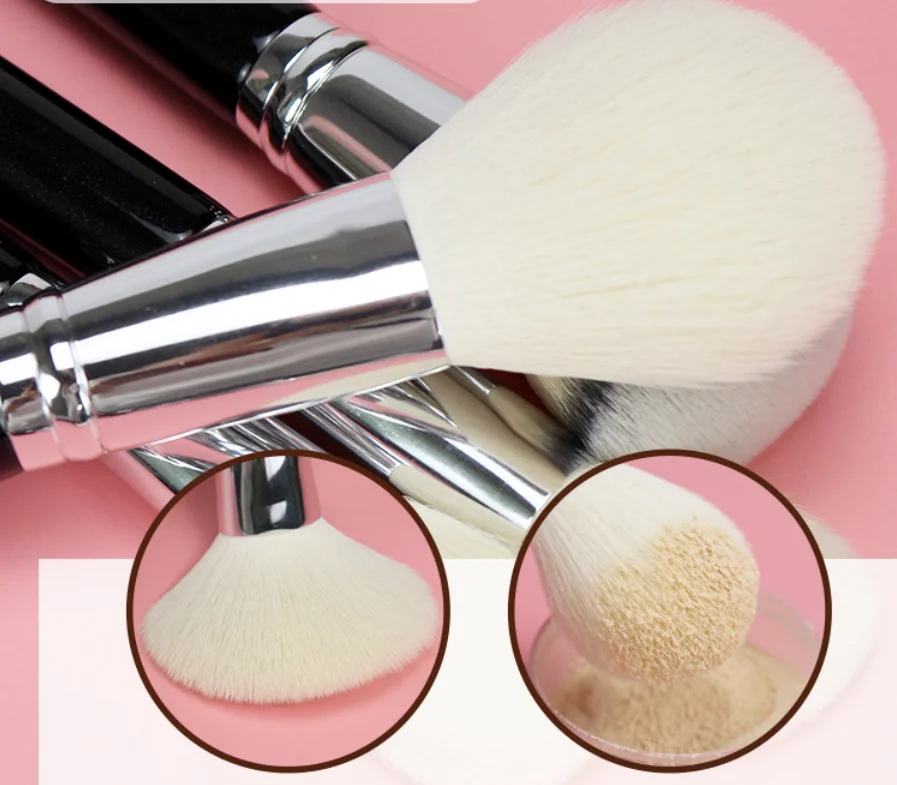 Best Seller Make Up Brush Set Goat Hair Natural Hair Professional 15pcs Black Private Label Makeup Brushes