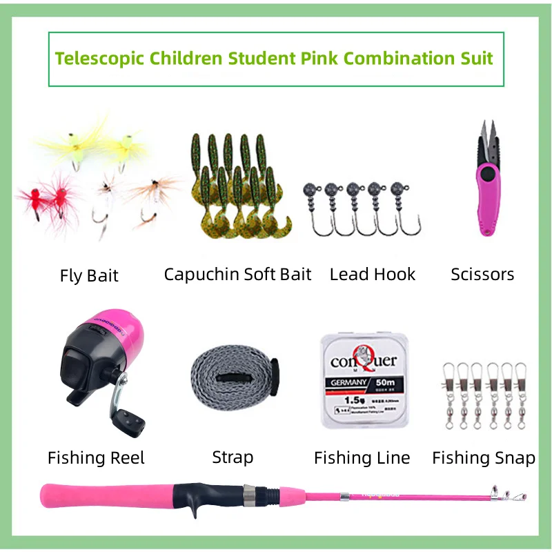 Kids Fishing Pole Portable Telescopic Fishing Rod And Reel Combo Full Kit Set Fishing Gear For Kids