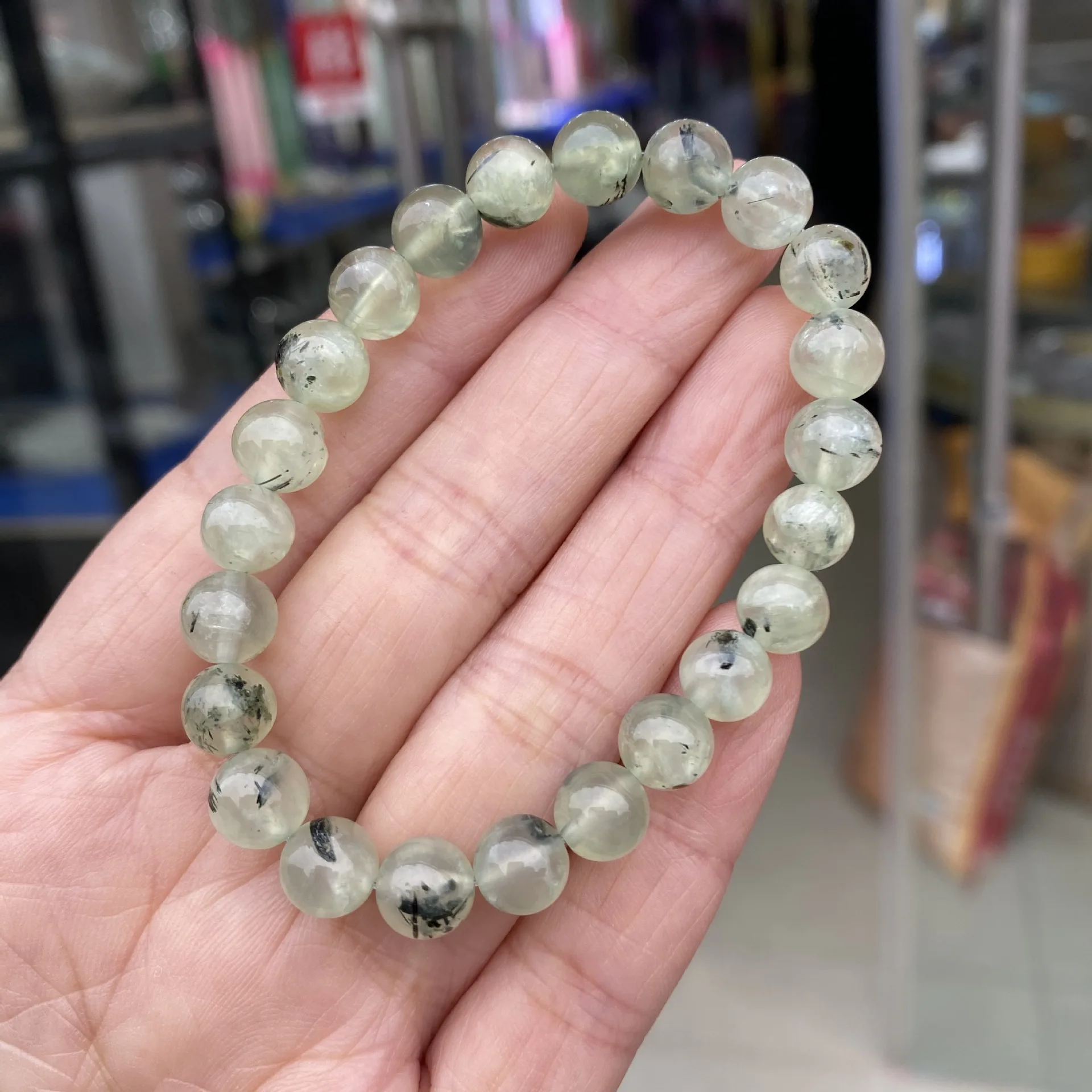 Wholesale 6mm 8mm 10mm 12mm Natural Prehnite Beads Bracelet for Tourism Commemoration Trade Fair and Girlfriend Gift