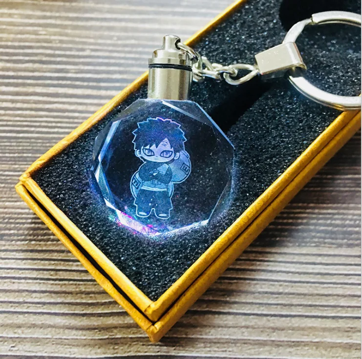  Led Light Crystal Glass Keychains Custom 3d Laser Engraving Car Logo Big Size custom charm