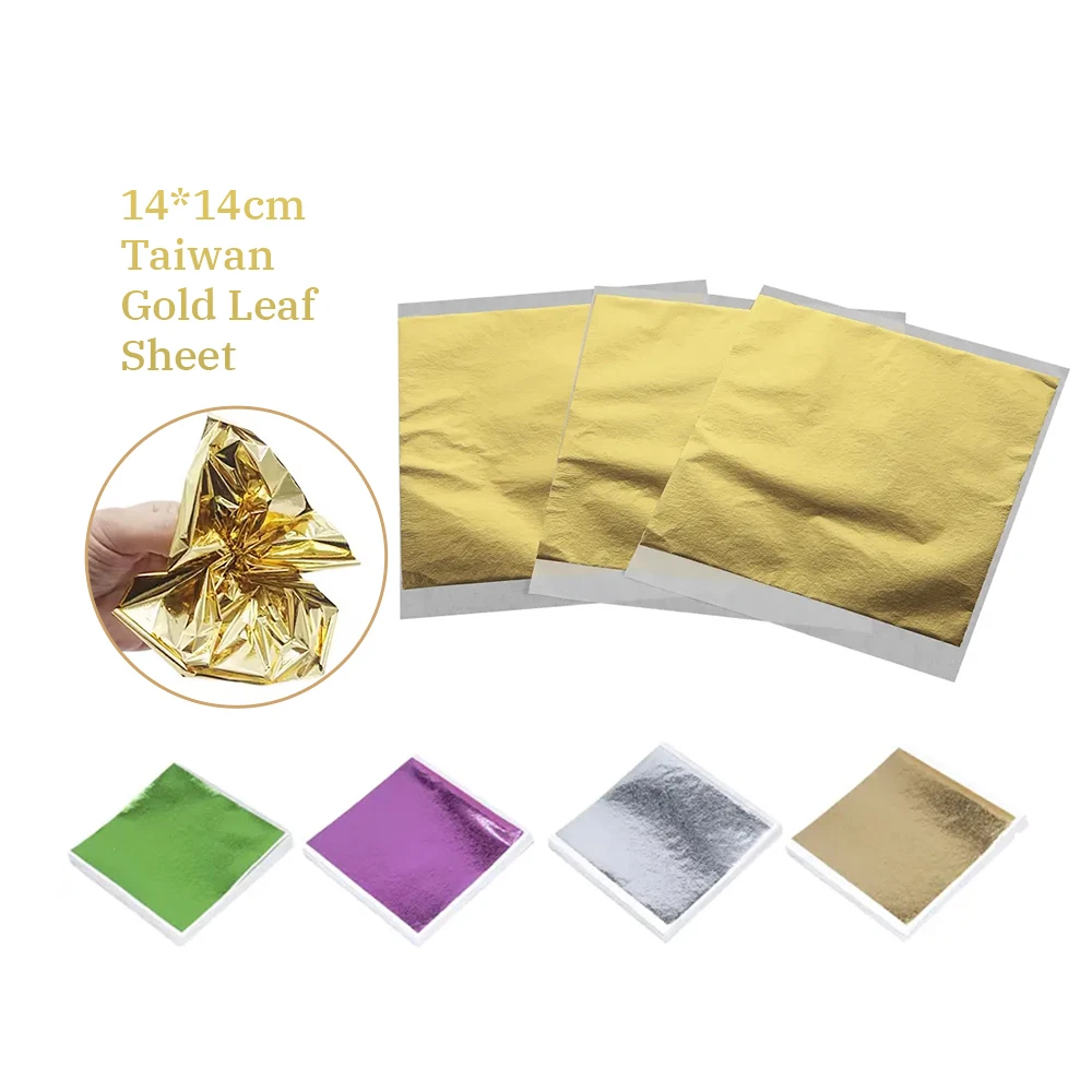 14*14cm Taiwan Imitation Gold Leaf Sheet Hand Catch Golden Foil Gold Foil Leaf For Craft Decoration Nails