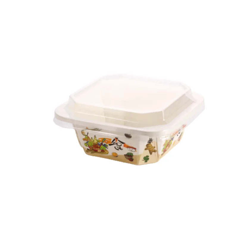 Octagonal Paper Bowl 32oz OEM Logo Print Service Windows Kraft Paper Bowls White Paper Bowl 1500ml