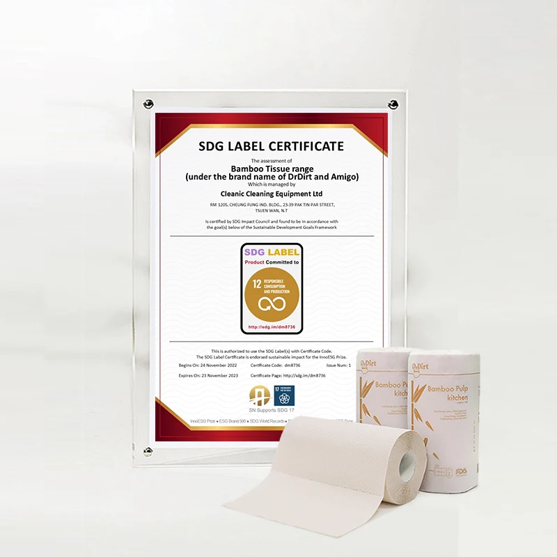 SDG Certified Eco Friendly Plastic Free Packaging Unscented Unbleached Bamboo Pulp Kitchen Roll Paper Towel