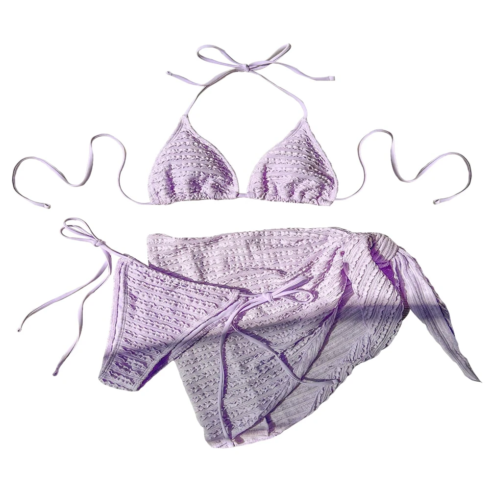 OEM Customized Bikini Set Women Three Beachwear Cover Up Swimwear Female 3 Piece Swimsuit