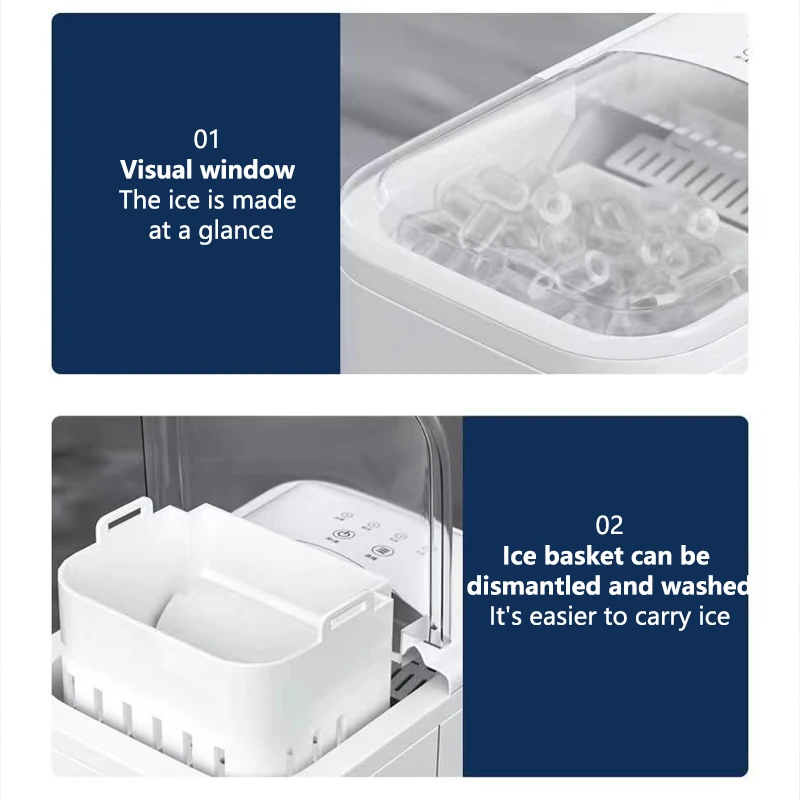 2024 China High Quality New Kitchen Smart Plastic Table Top Electric 220V Instant Mini Bullet Ice Cube Maker Machine