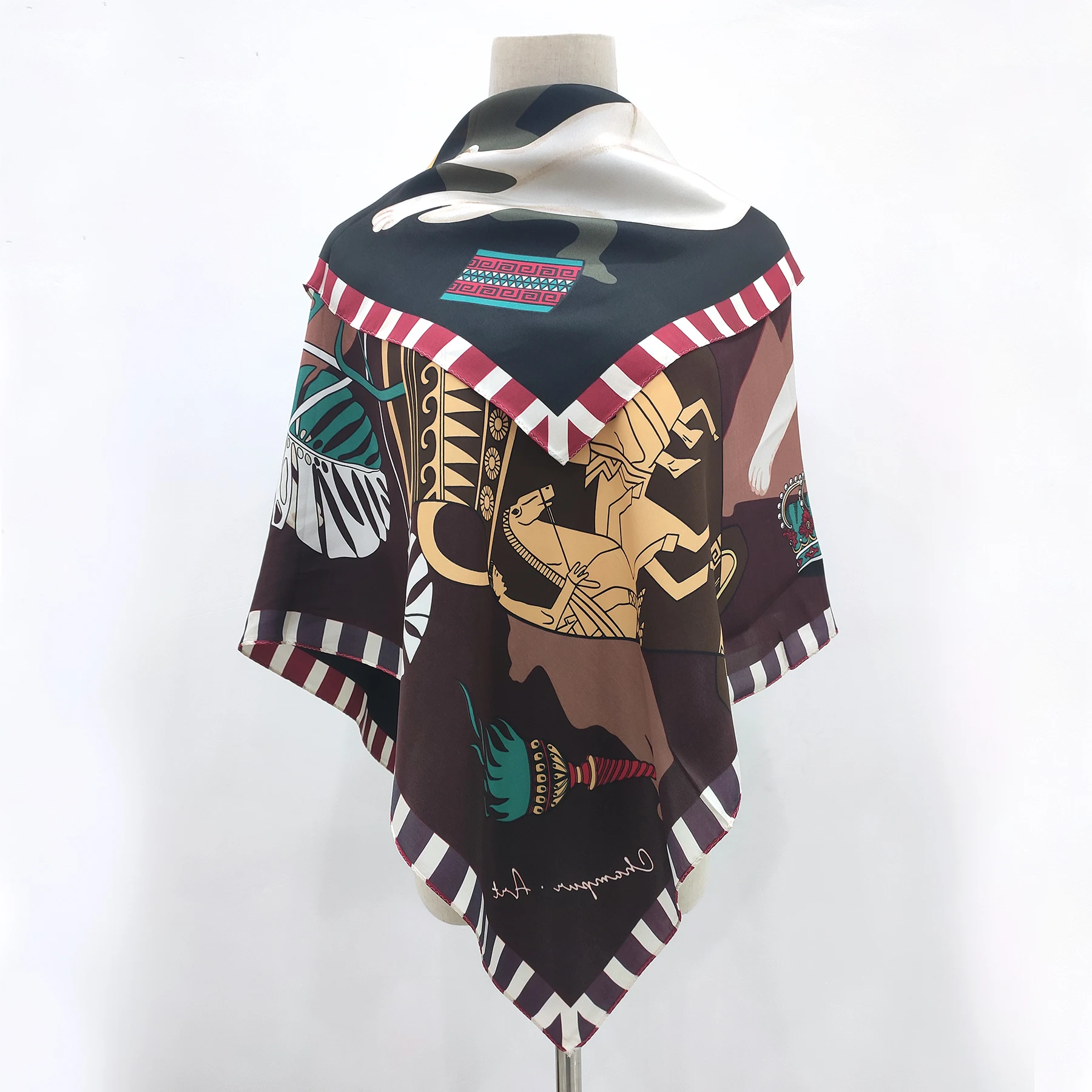 Custom double sided silk scarf and shawl 100% silk double sided scarf with hand hemming