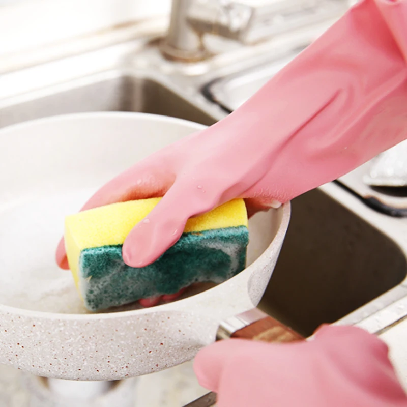 Household Kitchen Wash Dishes Cleaning Gloves Waterproof Long Sleeve Rubber Latex Gloves