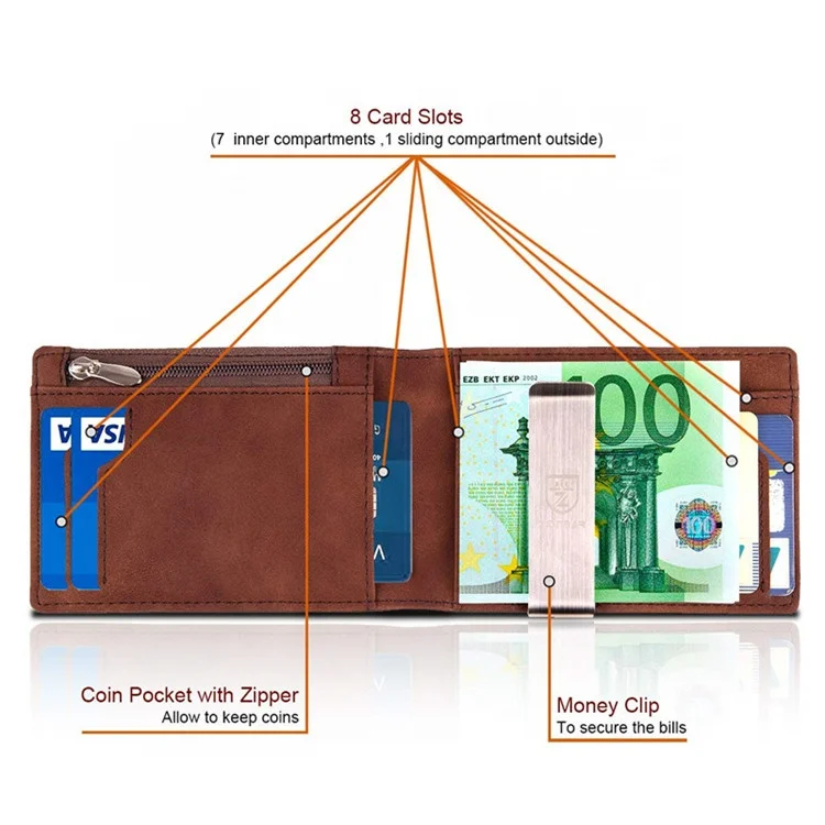 custom handmade minimalist rfid wallet bifold slim mens wallet money clip rfid blocking leather wallet