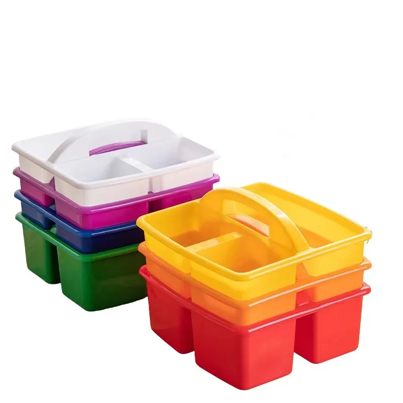 pp plastic portable compartment storage basket early education kindergarten classroom tool paint brush plastic storage basket