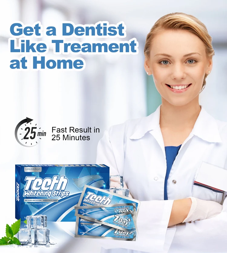 CE Approved Dental Home No Peroxide Teeth Whitening Strips For Sensitive Teeth With Custom Logo