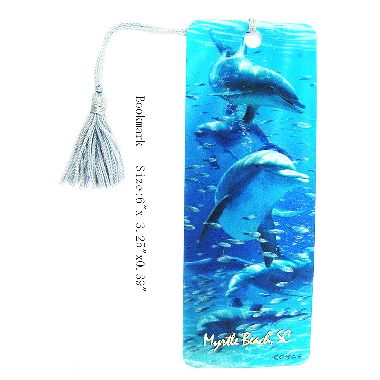 Custom promotional gift set anime stationery 3d animal lenticular shape plastic bookmark 3d flip bookmarks With Tassel