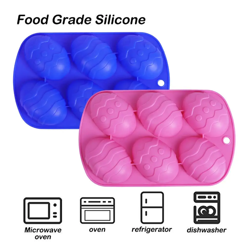 Kitchen 6 Even Easter Egg Shaped Silicone Bakeware 6-Cavity Easter Egg Silicone Cake Baking Mold