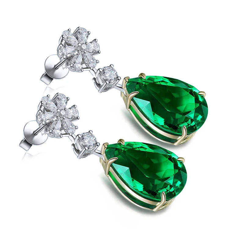 10x15 мм каждая жемчужная лаборатория, изумрудные бриллиантовые элегантные свадебные женские серьги для невесты из 9 каратного золота