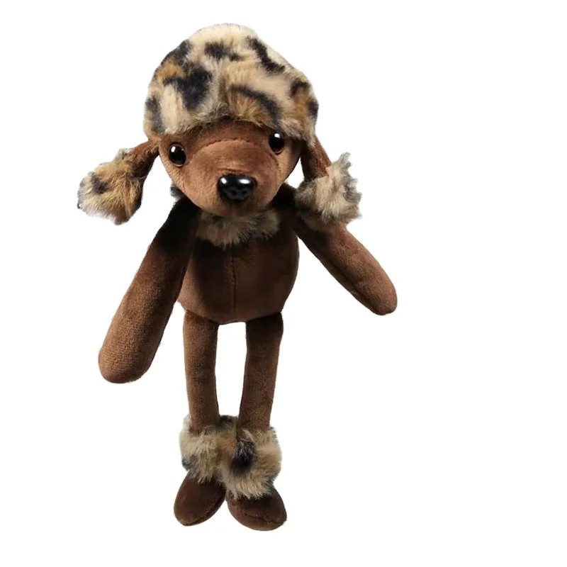 Oem Soft Puppy Pet Doll Keyring Plush Poodle Dog Keychain  Leopard Print Dog Bag Pendant