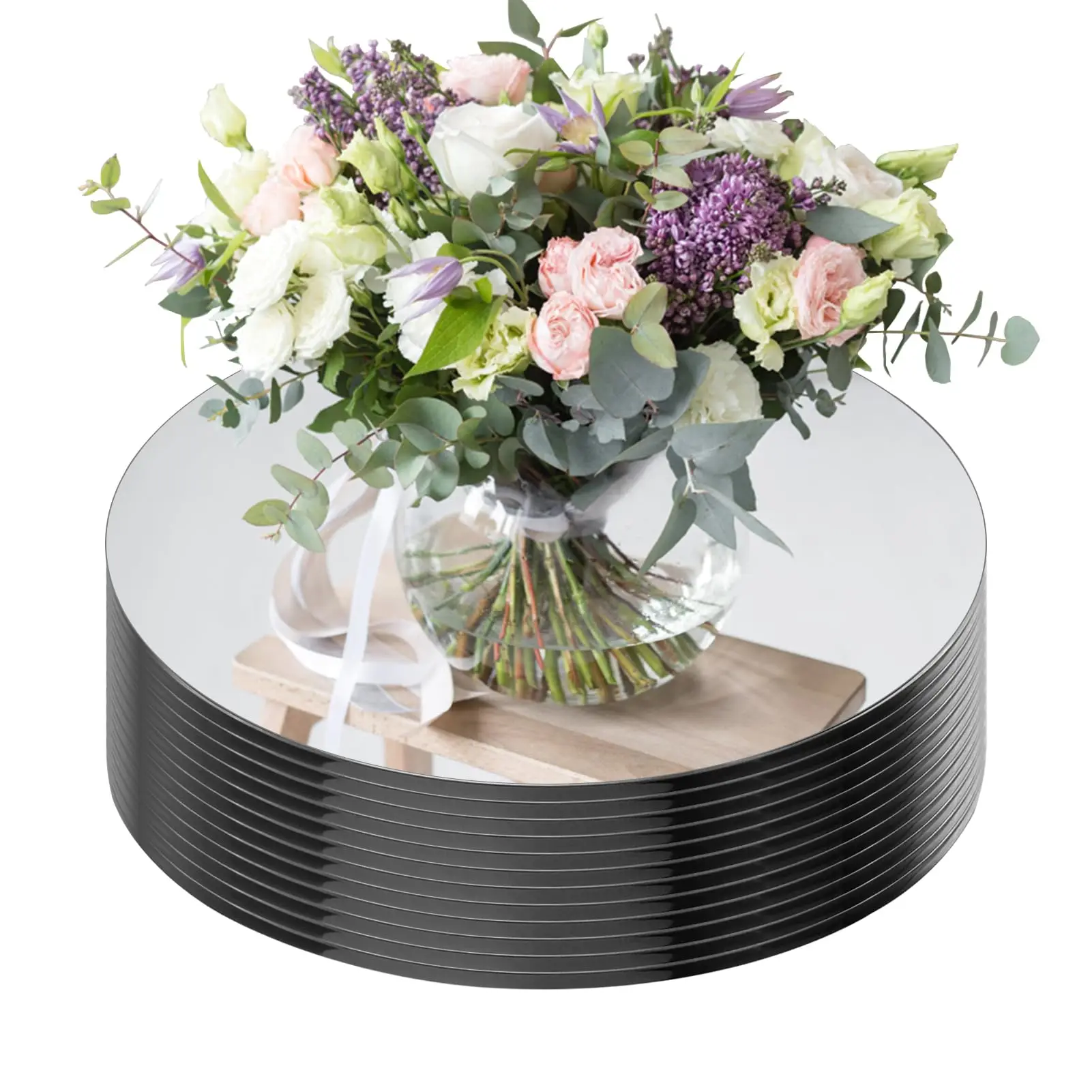 Joyen Versatile Round Acrylic Mirror Holder 20cm Clear Acrylic Wedding Table Decoration Acrylic Wedding Decor for Ceremony