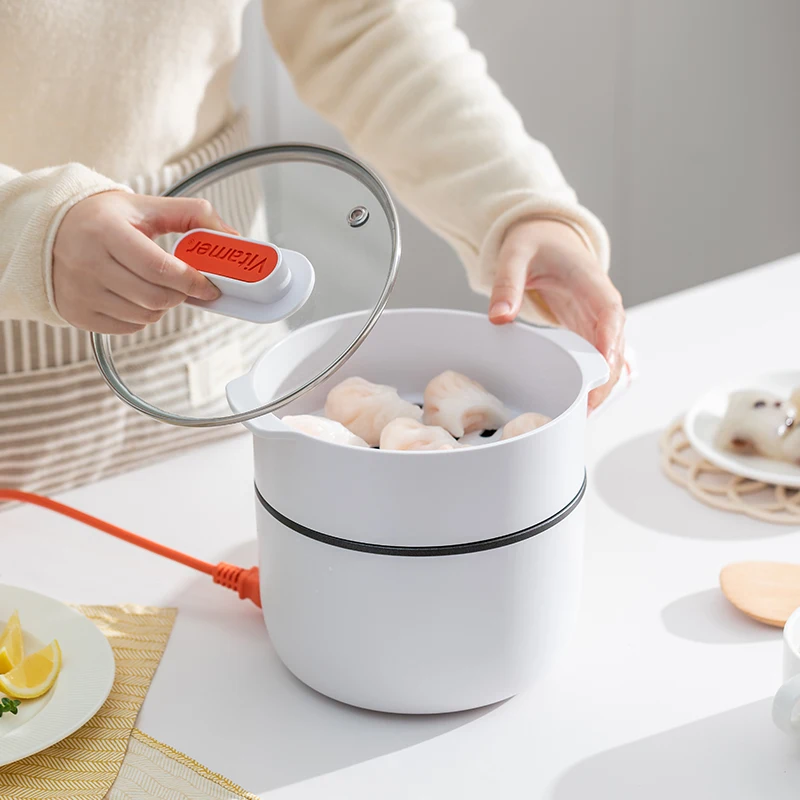 Non-stick multi-functional 1.5L mini pot with boil dry protection for boiling water noodle egg dumpling electric cooker