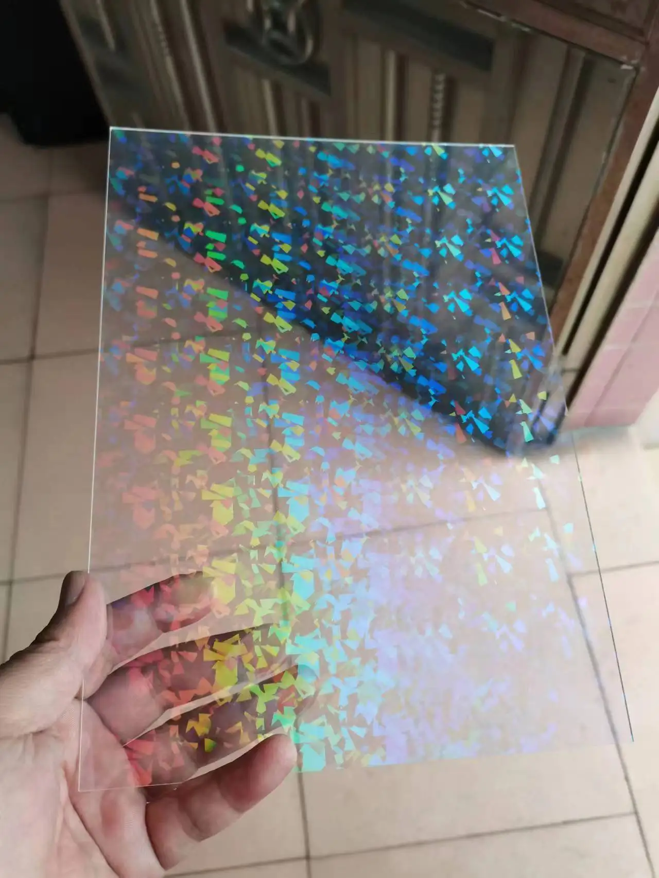 Dichroic Gradient Acrylic Sheet Perspex Glass Textured Iridescent iridescent plastic sheet  Hologram Rainbow  tinted plexi glass