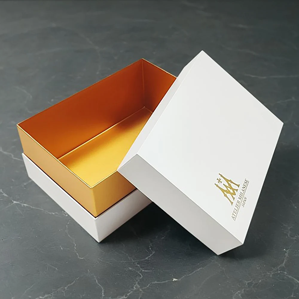 Custom Gold Stamping Logo Durable Cardboard Removable Rigid Lid Handmade Paper Gift Boxes