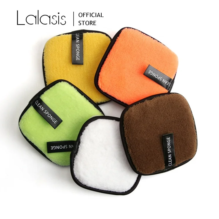 Lalasis private label custom square reusable facial makeup remover sponge lazy water face cleansing pad