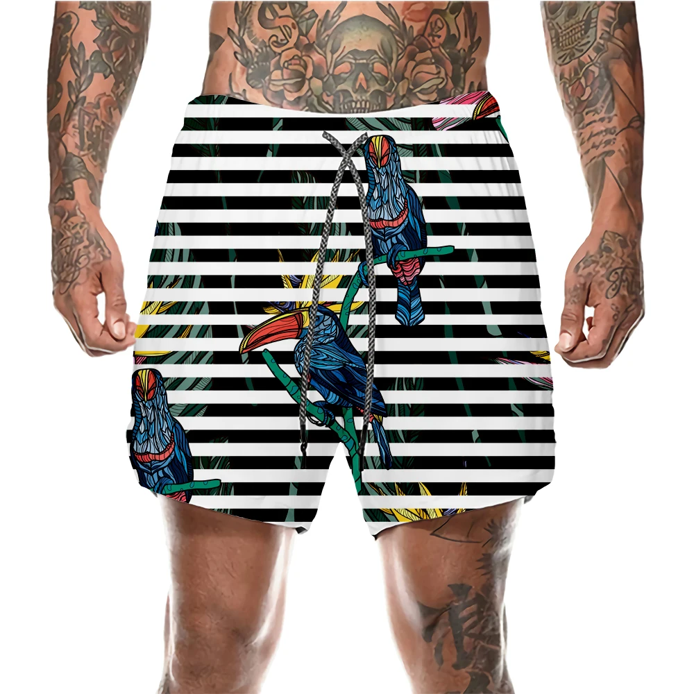 Quick dry adult kids swim trunks beach shorts badehosen papas sohn father and son men stripe swim trunk