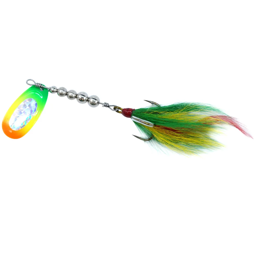SEASKY 19g Bucktail Lure Spinner Bait Inline Spinners Artificial Wood Lead Fishing Bait for Trout Species Boat Fishing Beaches